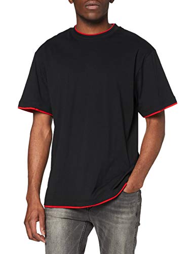 Urban Classics Bekleidung Contrast Tall tee Camiseta, Multicolor (Black/Red), 5XL para Hombre