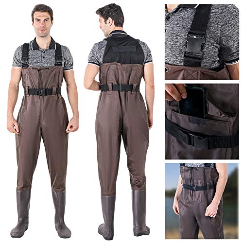 Vadeadores de Pesca, Pantalones de Vadeo Pesca Wader para Hombres con Botas Hombres Mujeres Cazadores de Botas de Nylon Impermeables y PVC con Cinturón de Vadeo