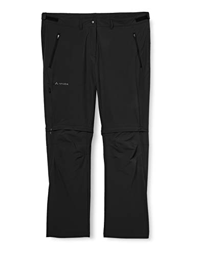 VAUDE Farley Stretch Zo - Pantalones de Mujer con Cremallera en T, Mujer, Pantalones para Mujer, 40144, Negro, 52