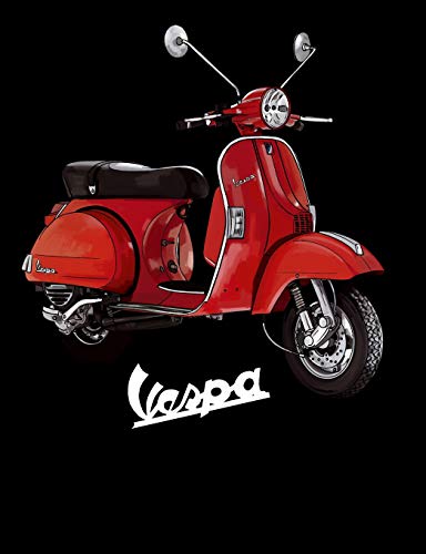 Vespa Notebook: An elegant 110-page 7.44''x 9.69'' Wide Ruled Lined Composition Notebook with Red Vespa [Idioma Inglés]