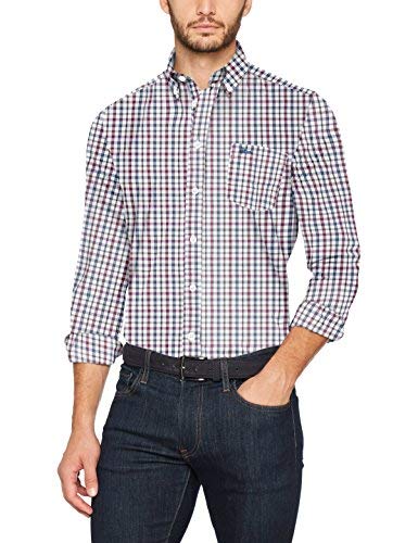 VICKERS Harvard Camisa Casual, Multicolor (Blanco/Granate/Azul), 42 (Tamaño del Fabricante:XL/42) para Hombre