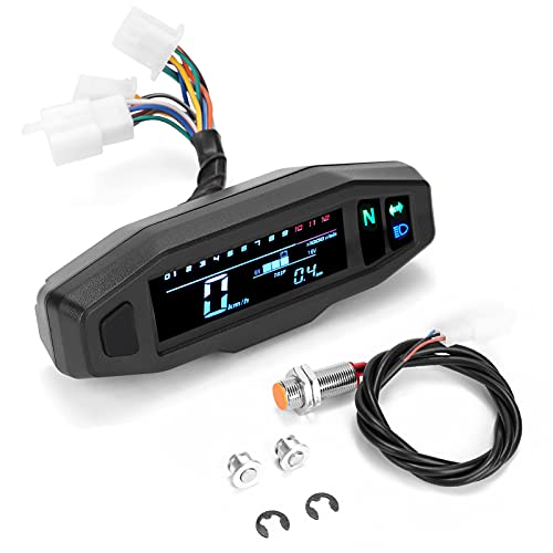 Voupuoda Mini medidor de motocicleta Digital LCD Universal velocímetro Digital odómetro tacómetro de bicicleta de Motor eléctrico