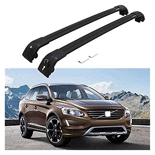 XIAOZHIWEN Coche bloqueable Barras transversales Cross Bares Techo Top Rack Equipaje Cargo Carrier Fit para Volvo- XC60 XC 2009-2017 (Color : Black)