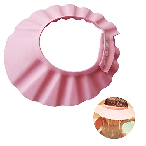 Xiton 1 PC Gorra del visera baño bebé Ajustable Prueba fugas Sombrero del baño bebé Cómodo Protección de la ducha del bebé Sombrero de visera impermeable Para la ducha Bañera Corte de pelo (Rosado)