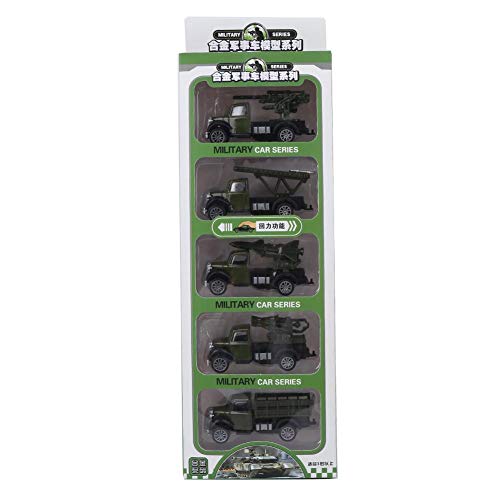 YOUTHINK 5Pcs Aleación de Alta Simulación Pull-Back Truck Vehículo Modelo de Vehículo de Juguete Regalo Diecast Vehículos de Juguete Militar para Niños Kid (5Pcs Modelo de Automóvil Militar)(5Pcs)