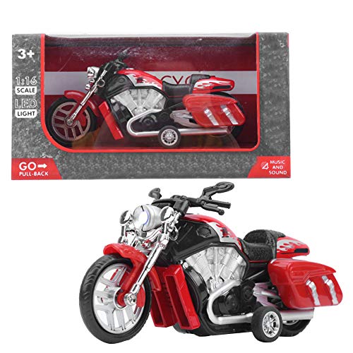 Zerodis 1:16 Motocicleta de Juguete de aleación, vehículo de Juguete de Motocicleta de Alta simulación vehículo de Juguete para niños con luz para niños(Rojo)