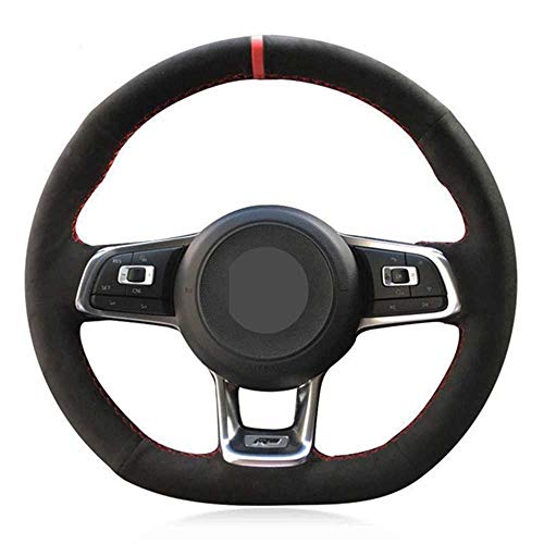 ZIMAwd Cubierta de Volante de Gamuza para Coche, Apta para Volkswagen VW Golf 7 GTI T-Roc Passat Variant (R-Line)