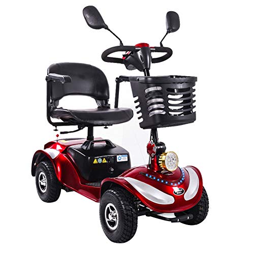 ZZUU Scooter Electrico Moto para Personas Mayores Vehículo De Movilidad/Plegable/Batería De Litio 20ah, 4 Ruedas,con Iluminador Led,Red