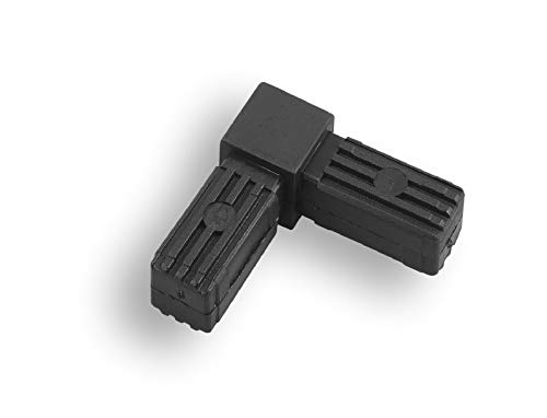 1 conector de tubo para tubos cuadrados, plástico/poliamida, negro (25 x 25 x 1,5 mm, ángulo derecho).