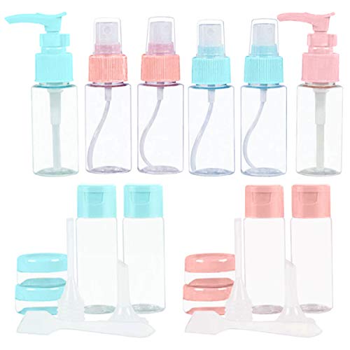 20PCS Set Botellas de Viaje,OSUTER Plástico Botellas Cosmetica Transparentes Portátil para Maquillaje Líquido Perfume Champú