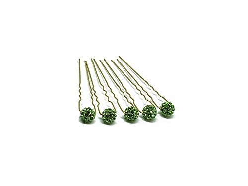 5 x horquilla de diamantes de imitación - Joyas para el cabello - Set oro - Verde