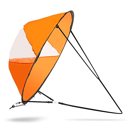 Alomejor Kayak Wind Sail Paddle Surf portátil Plegable Canoa Sup Paddle Board con Ventana 108cm(Naranja Brillante)