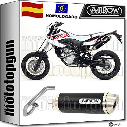 ARROW ESCAPE COMPLETO NO-CATALIZADO Y HOMOLOGADO THUNDER CON FONDO INOX EN ALUMINIO NEGRO COMPATIBLE CON YAMAHA WR 125 R 2009 09 2010 10 2011 11 2012 12 52505AON + 52003MI