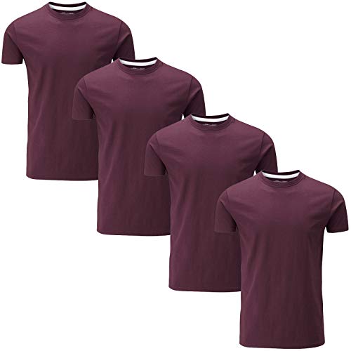 Charles Wilson Paquete 4 Camisetas Cuello Redondo Lisas (Small, Dark Port)