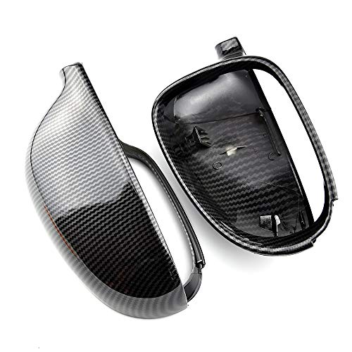 Espejo ABS Carbon Black Mirror Cubierta Retrovisora ​​Tapa de espejo lateral para VW VOLKSWAGEN PASSAT B6 R36 GOLF 5 JETTA MK5 (Color : Carbon Look black)