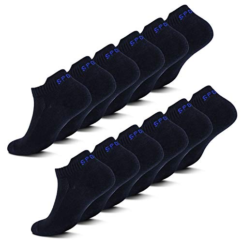 Fullluwaa Paquete de 12 Calcetines Atléticos de Algodón para Hombre, Paquete de 6 Calcetines Deportivos para Correr Negro x 12. 39-42