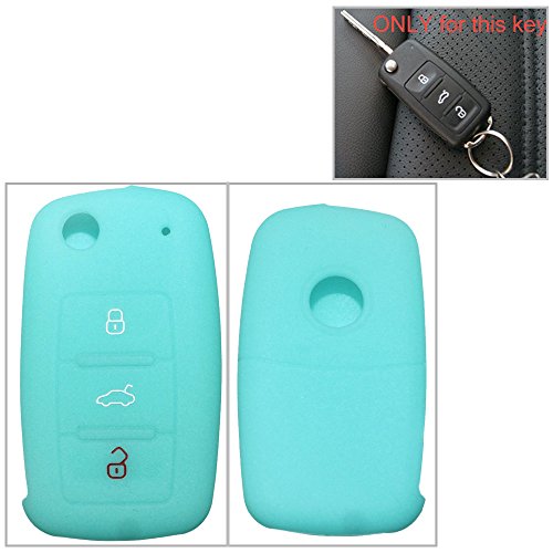 Funda de silicona plegable para llave de coche con 3 botones para VW y Skoda, 1 unidad, color azul claro