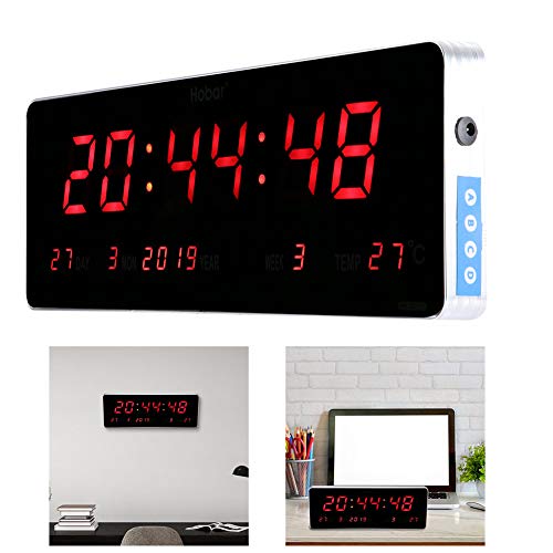 Jacksking Reloj Digital, Relojes de Pared LED con Temperatura de Calendario de 3 Estilos(#3)