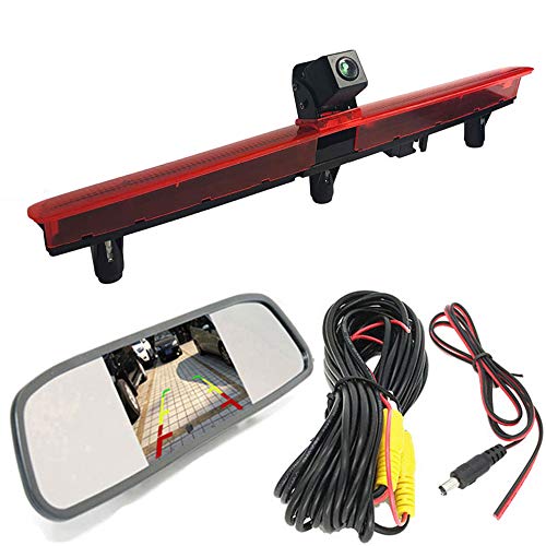 【Kit de Cámara de Visión Trasera】 Espejo Retrovisor HD de 4.3 Pulgadas+ HD Visión Nocturna IR Luz de Freno Cámara de Marcha atrás para VW Transporter T5 Multivan Caravelle Business Car 2003-2015 Bj