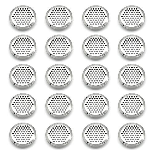 Mila-Amaz 20Pcs Circular de Rejilla de ventilación de Acero Inoxidable Rejillas Ventilacion Redondo de Malla de Aire para Gabinete, Guardarropa, Gabinete del Zapato