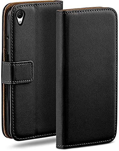 MoEx Funda Cartera [protección 360°] Compatible con Sony Xperia M4 Aqua | Cierre magnético, Noir