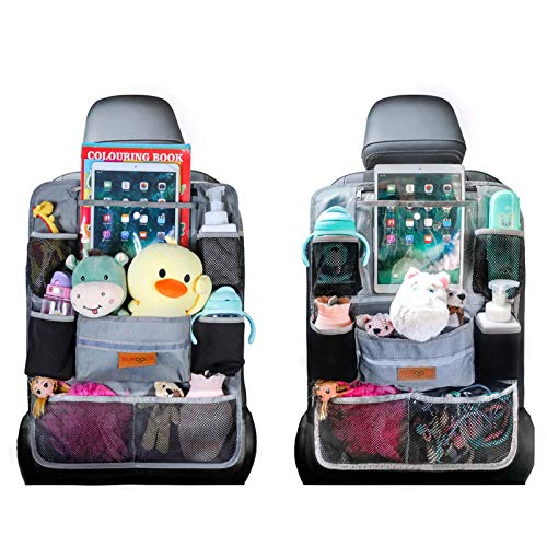 Organizadores para coche, Organizador Asiento Coche, SURDOCA 4 de la generación Organizador Coche niños, Ajuste con [10.5 & 9.7 & 7.9 iPad] Organizador Asiento. Gris, 2 piezas