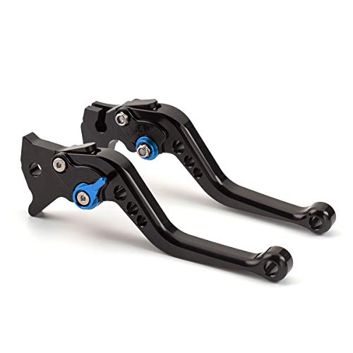 Palancas de embrague de freno corto de motocicleta CNC 6 posiciones ajustables para Yamaha Warrior YFM 350 YFM350 2002-2004 negro con azul