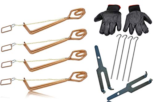 Trampas Para Topos Y Topillos X4 + 4 Piquetas De Acero + 1 Par De Guantes. Accesorio Reutilizable,Para Capturar El Topo Sin Repelente Ni Productos Químicos. Redescubre Rápidamente Un Hermoso Jardín.