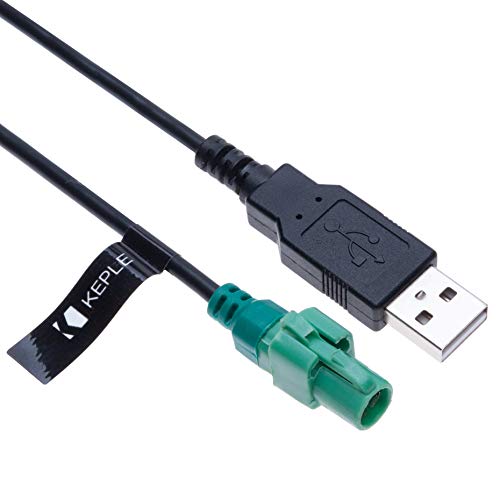 USB a 4 Pines Conector de Cabeza Arnés de Cable AUX 2.0 Macho a Hembra 3.5 mm Jack Adaptador de Redondo | Compatible con navegación para Coche Volkswagen Bora Golf Jetta Passat Tiguan Vehicle | 1.5m