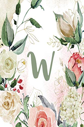 W: Green Cream Floral 2020 Weekly Planner 6”x9” (Green Cream Floral 6”x9” Planner Alphabet Series - Letter W)