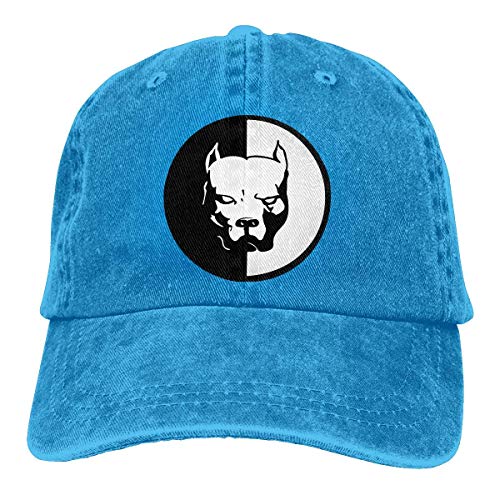 Wdskbg Pit Bull Logotipo en Blanco y Negro Unisex Ajustable Sombrero de Vaquero Gorras de béisbol del Dril de algodón Fashion13