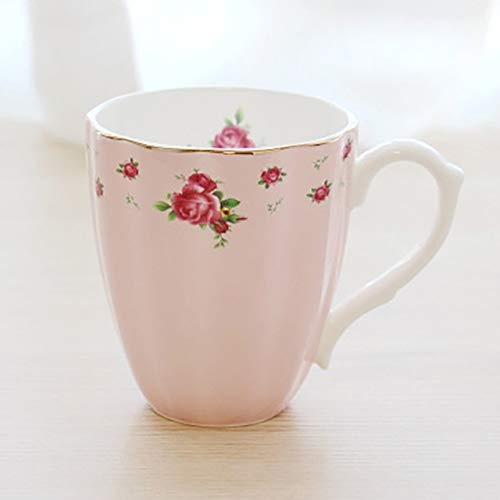 YXDEW Taza Senglish Pastoral Hueso China Tazas de café Cerámica de Gran Capacidad Taza y Taza de la Leche con Cubierta (Color : Xcmg)