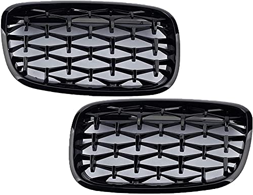 ZHAOOP Parrillas de radiador Rejilla de Parachoques Delantero automático Rejilla de Diamante Estilo de meteorito   , para B-MW X5 X6 E70 E71 2006-2013 Parrillas de Carreras Car Styling Reemplazo-Noir